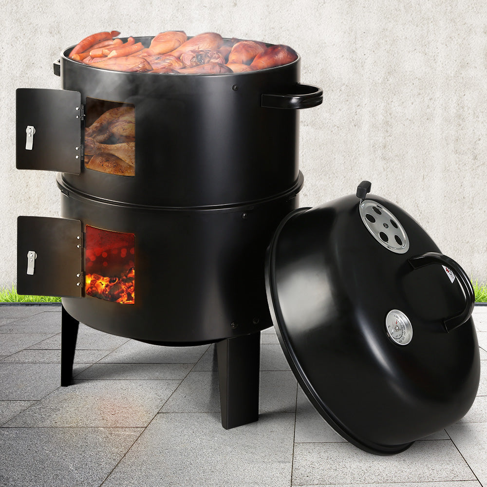 Grillz 3-in-1 Charcoal BBQ Smoker - Black | Auzzi Store