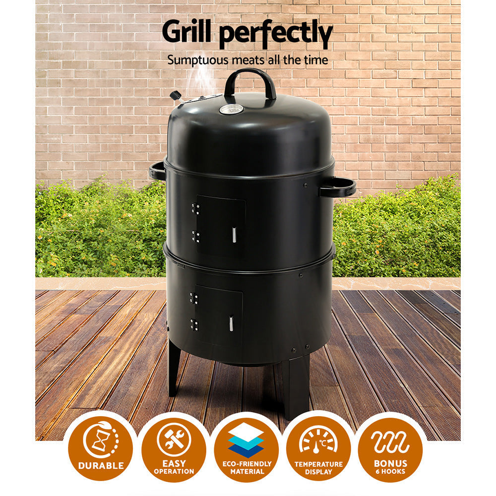 Grillz 3-in-1 Charcoal BBQ Smoker - Black | Auzzi Store