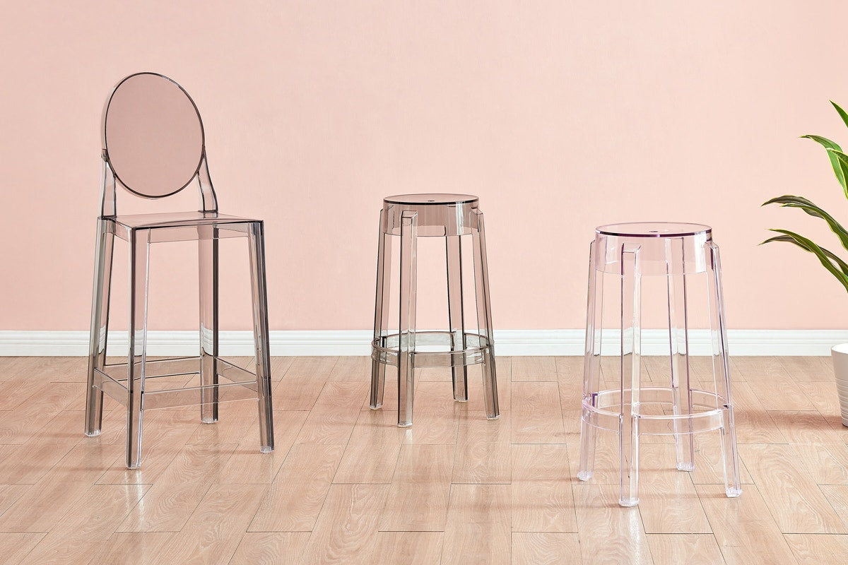 Set of 2 Matt Blatt Philippe Starck Ghost Barstools Replica (Clear, 66cm)