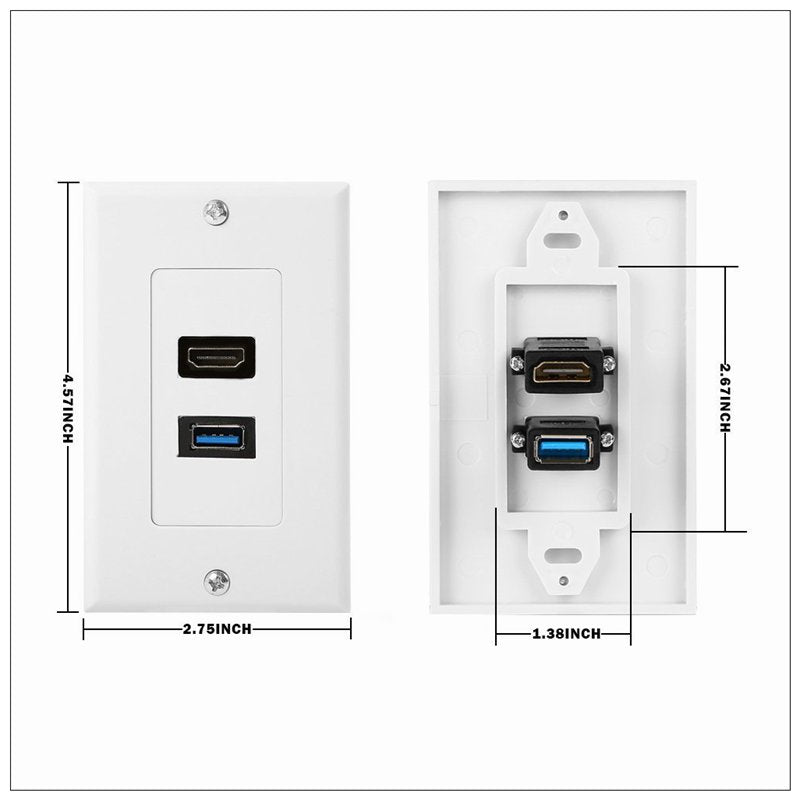 HDMI USB 3.0 Audio Stereo Pass Through Component Composite Wall Plate Panel | Auzzi Store