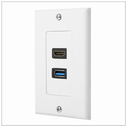 HDMI USB 3.0 Audio Stereo Pass Through Component Composite Wall Plate Panel | Auzzi Store