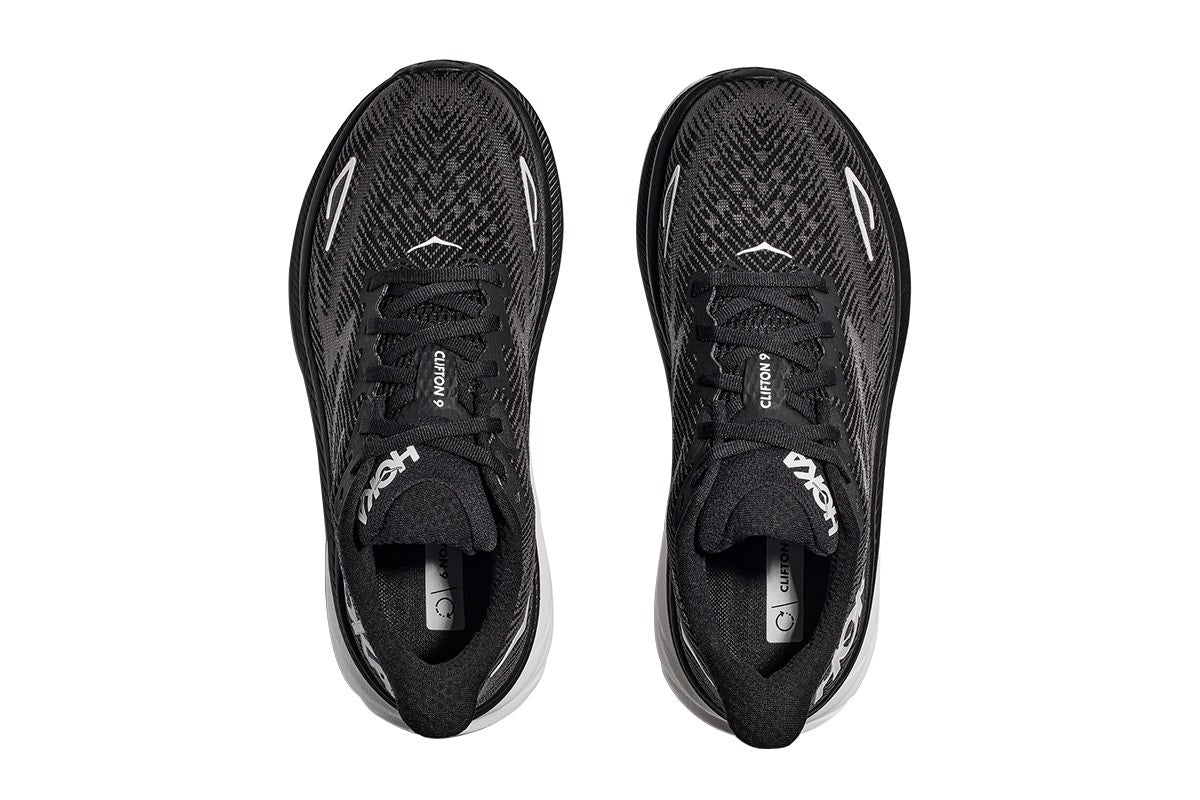 Hoka Women's Clifton 9 Running Shoes (Black/White, Size 9.5 US)