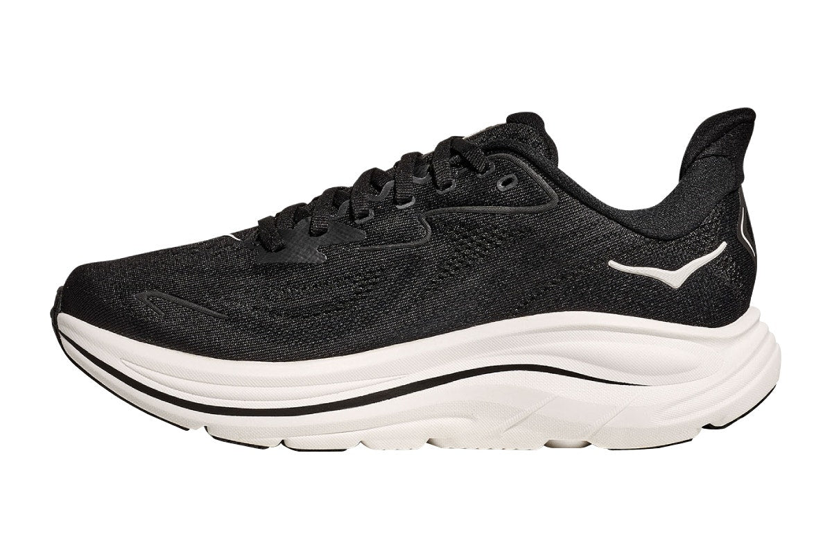 Hoka Men's Clifton 10 Running Shoes (Black/White, Size 12 US)