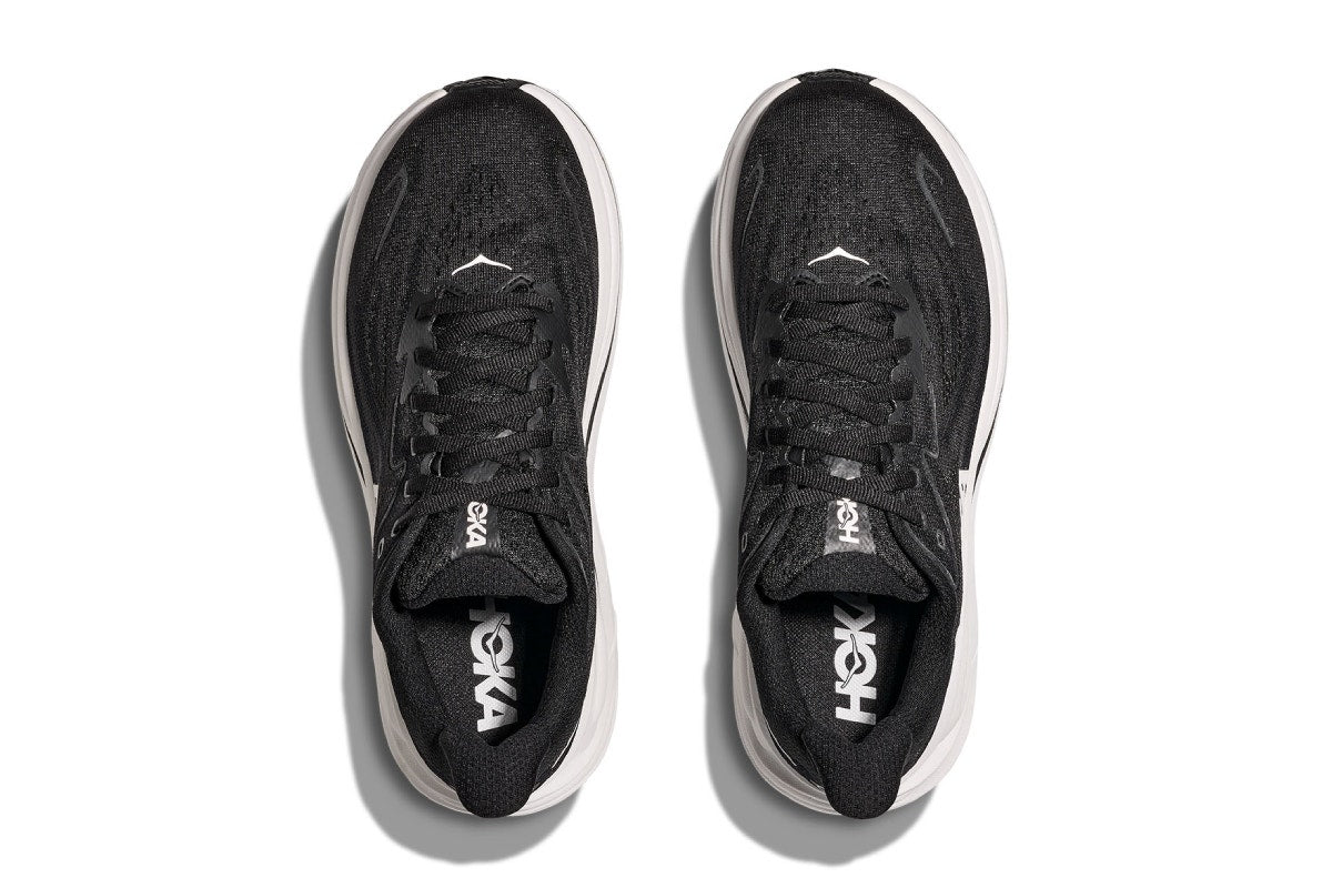 Hoka Men's Clifton 10 Running Shoes (Black/White, Size 12 US)