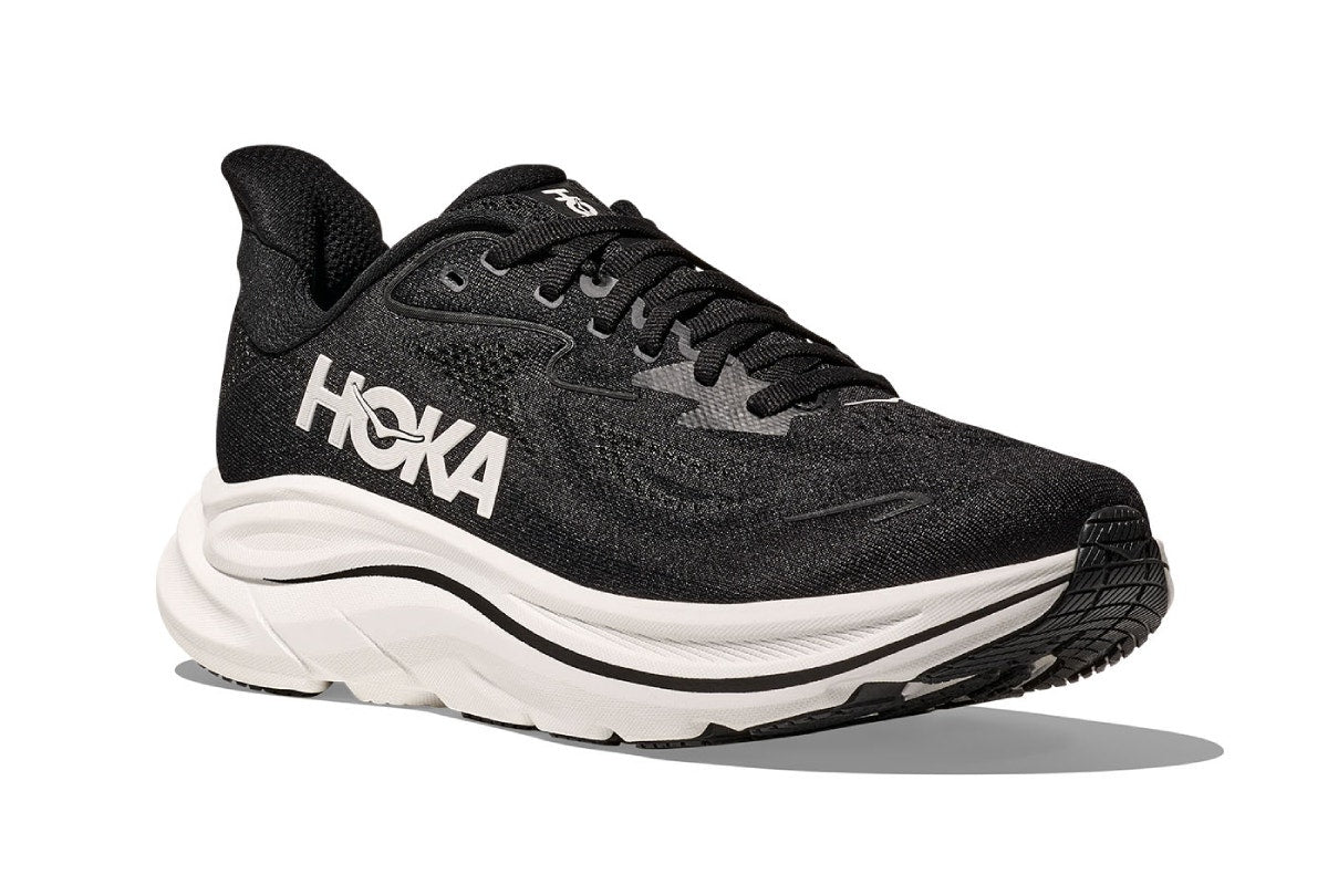 Hoka Men's Clifton 10 Running Shoes (Black/White, Size 12 US)