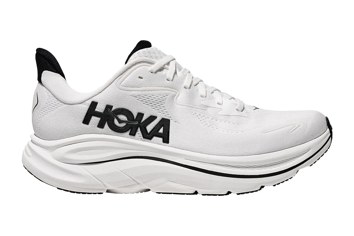 Hoka Men's Clifton 10 Running Shoes (White/Black, Size 12 US)