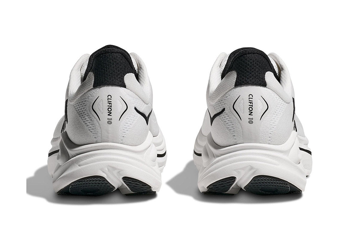 Hoka Men's Clifton 10 Running Shoes (White/Black, Size 12 US)