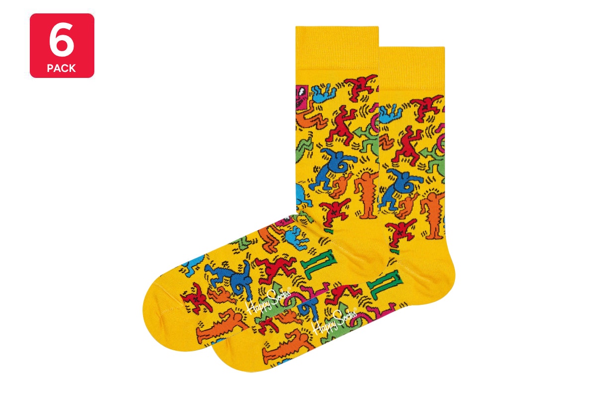 Happy Socks Keith Haring Socks 6 Pack (Yellow/Multi, Size 36-40)