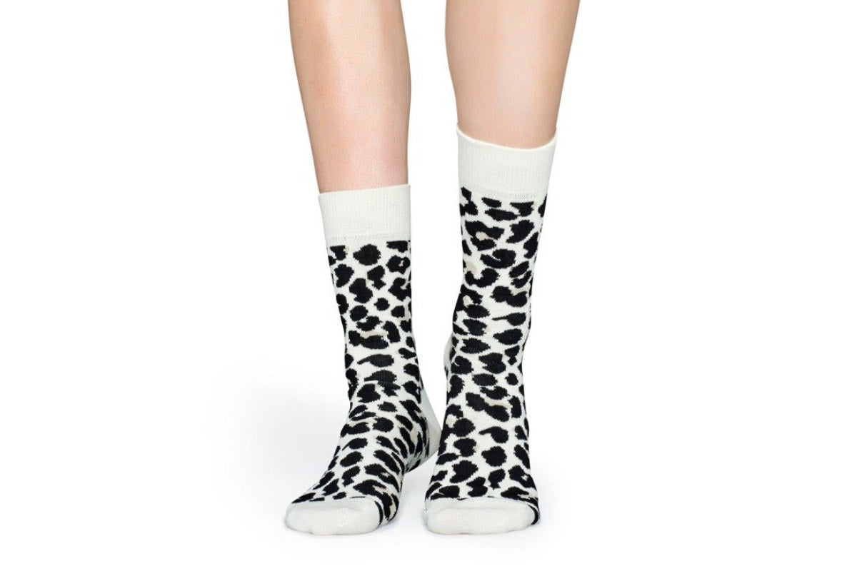 Happy Socks Leopard Print Socks 6 Pack (Cream/Black, Size 36-40)