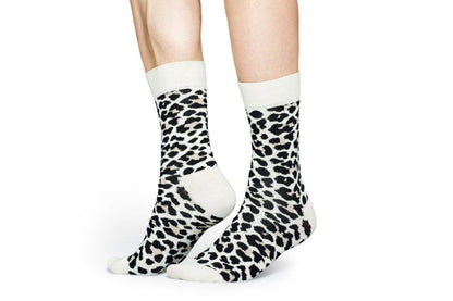 Happy Socks Leopard Print Socks 6 Pack (Cream/Black, Size 36-40)