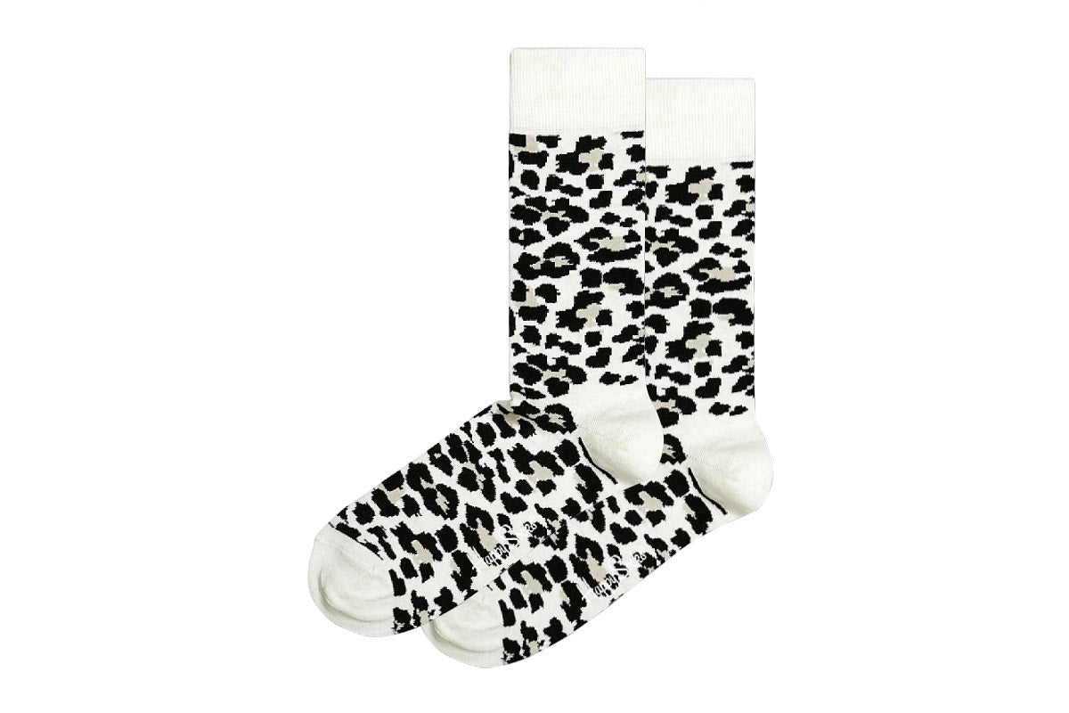 Happy Socks Leopard Print Socks 6 Pack (Cream/Black, Size 36-40)