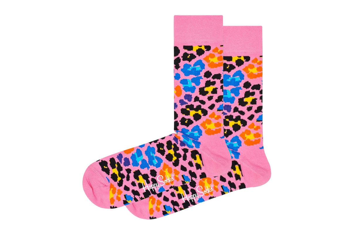 Happy Socks Leopard Print Socks 6 Pack (Pink/Multi, Size 41-46)