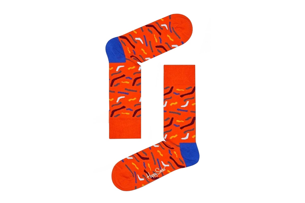 Happy Socks Squiggle Socks 6 Pack (Orange/Blue, Size 36-40)