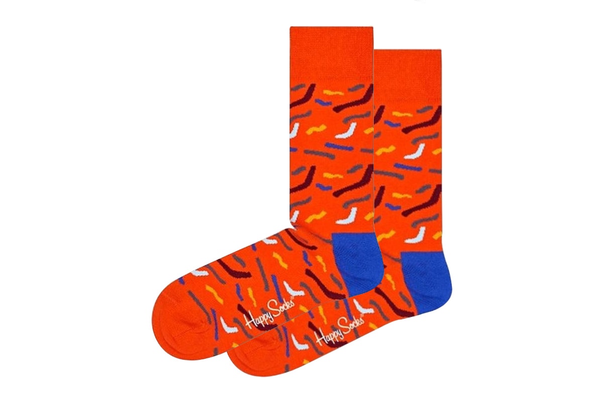 Happy Socks Squiggle Socks 6 Pack (Orange/Blue, Size 36-40)