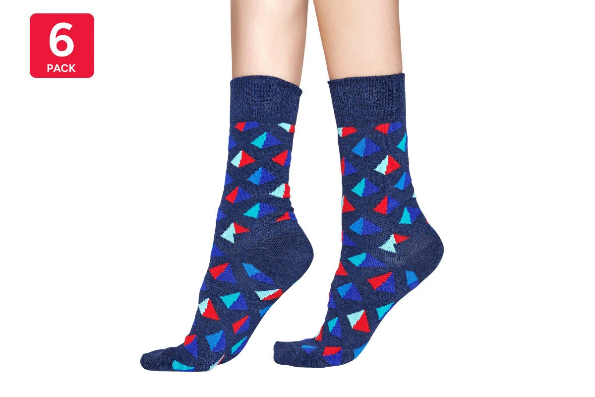 Happy Socks Pyramid Socks 6 Pack (Blue/Red, Size 36-40)