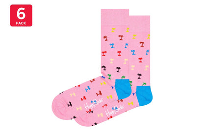 Happy Socks Palm Tree Socks 6 Pack (Pink, Size 36-40)