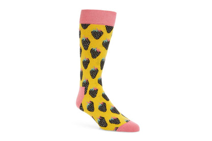 Happy Socks Strawberry Socks 6 Pack (Pink/Yellow/Black, Size 36-40)