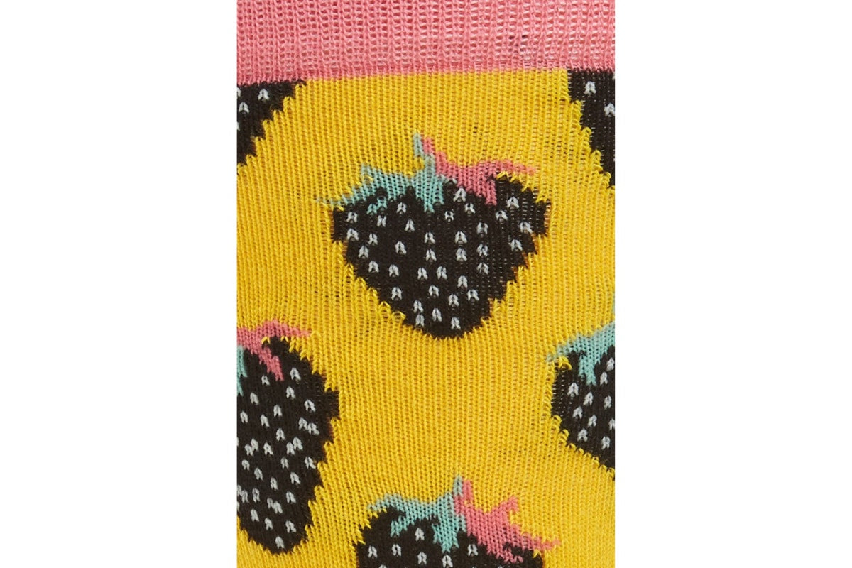 Happy Socks Strawberry Socks 6 Pack (Pink/Yellow/Black, Size 36-40)