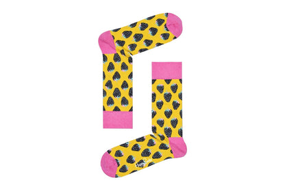 Happy Socks Strawberry Socks 6 Pack (Pink/Yellow/Black, Size 36-40)