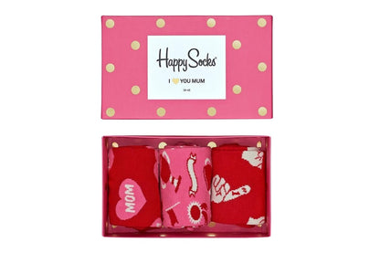 Happy Socks I Heart U Mum Gift Box 3 Pack (Pink/Red, Size 36-40)