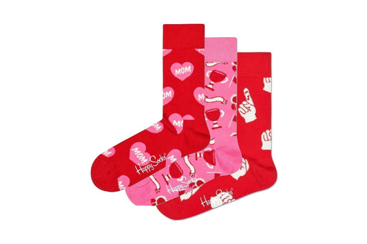 Happy Socks I Heart U Mum Gift Box 3 Pack (Pink/Red, Size 36-40)