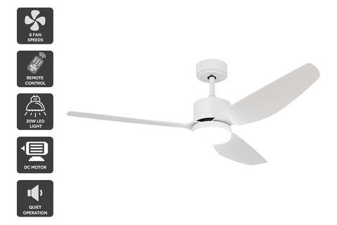 Hyundai 132cm DC Motor Ceiling Fan with LED Light (White) - Auzzistore