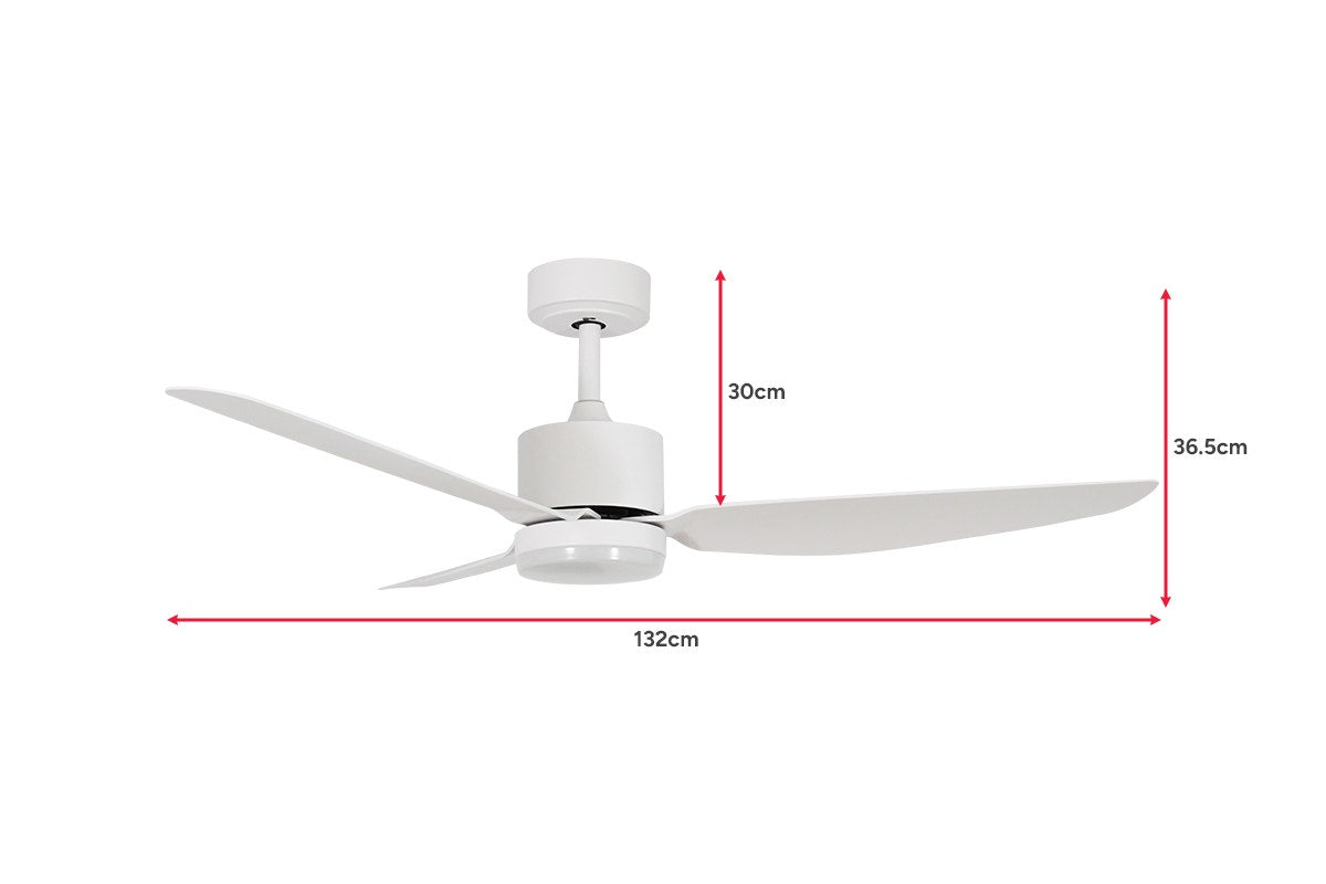 Hyundai 132cm DC Motor Ceiling Fan with LED Light (White)