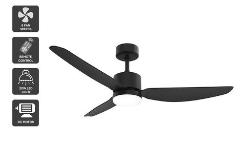 Hyundai 132cm DC Motor Ceiling Fan with LED Light (Black) - Auzzistore