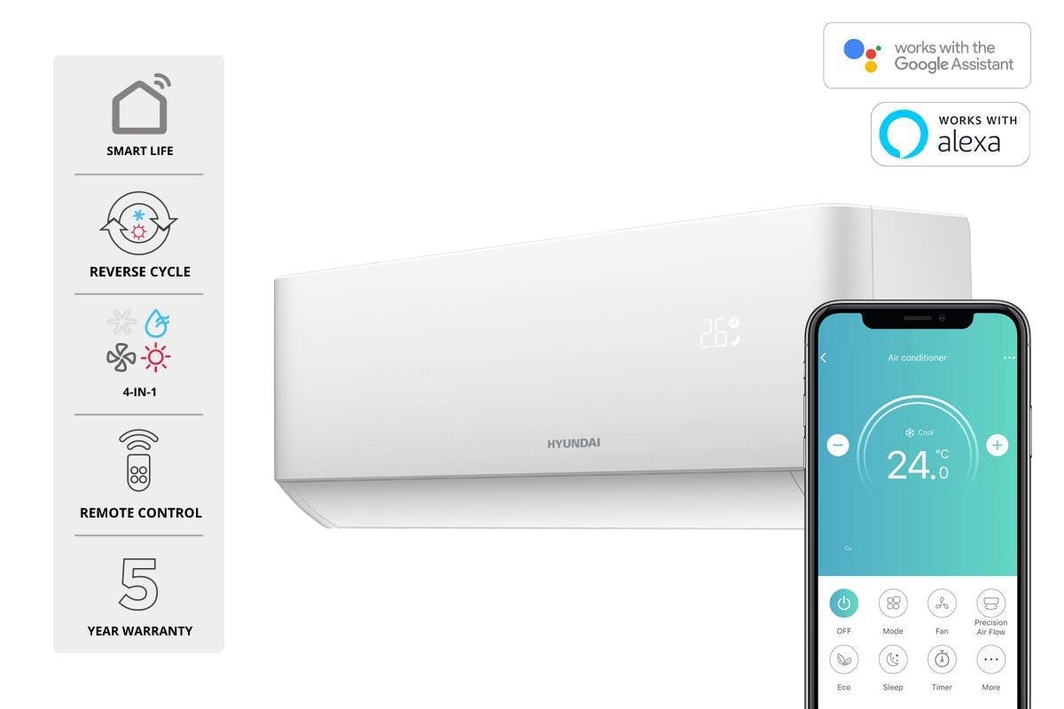 Hyundai Inverter Smart Split System Air Conditioner  - Reverse Cycle