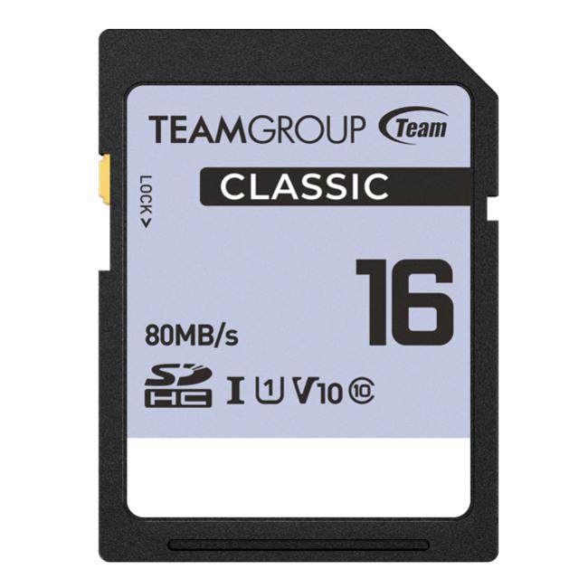 Team Group Classic SDHC UHS-1 V10 SD Memory Card 16GB, R/W (Max) 80MB/s 15MB/s