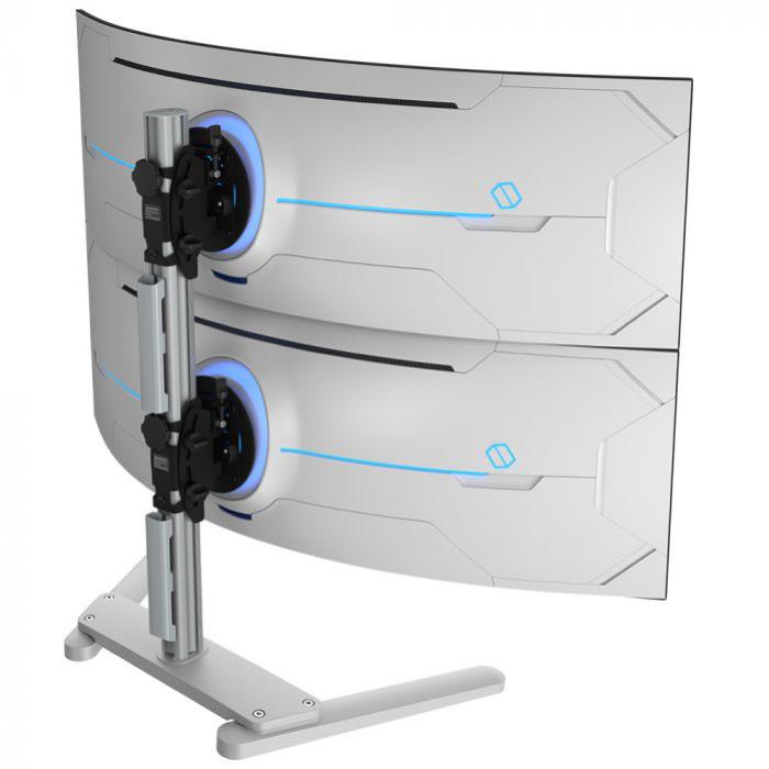 Atdec AWMS-2-BT75 Heavy Duty Dual Vertical Monitor Mount, Freestanding Pre-Boxed Solution, Silver