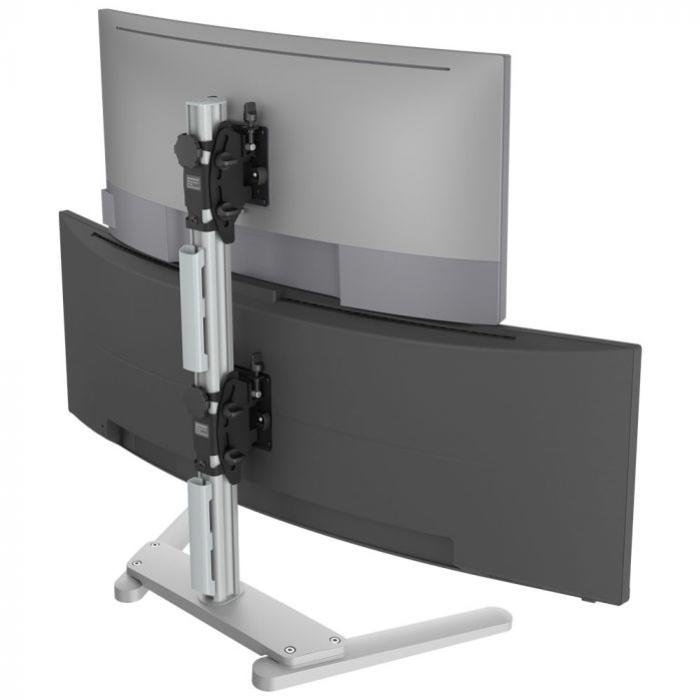 Atdec AWMS-2-BT75 Heavy Duty Dual Vertical Monitor Mount, Freestanding Pre-Boxed Solution, Silver