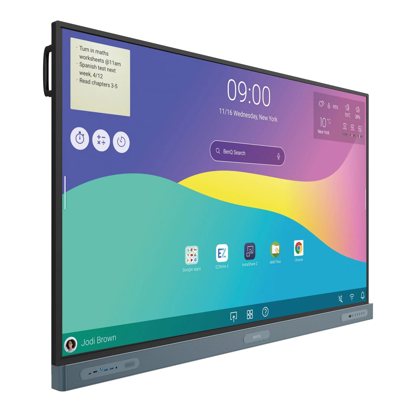 BenQ Professional Series 65" IFP (Instashare 2, EzyWrite 6, Android 11.0, ClassroomCare Technology, 40-point IR touch, Wall Mount & WiFi Dongle Inc.)