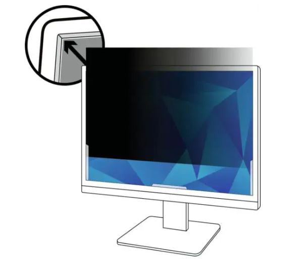 3M Privacy Filter for 19" Monitor with Adhesive Strips and Slide Mounts, 16:11