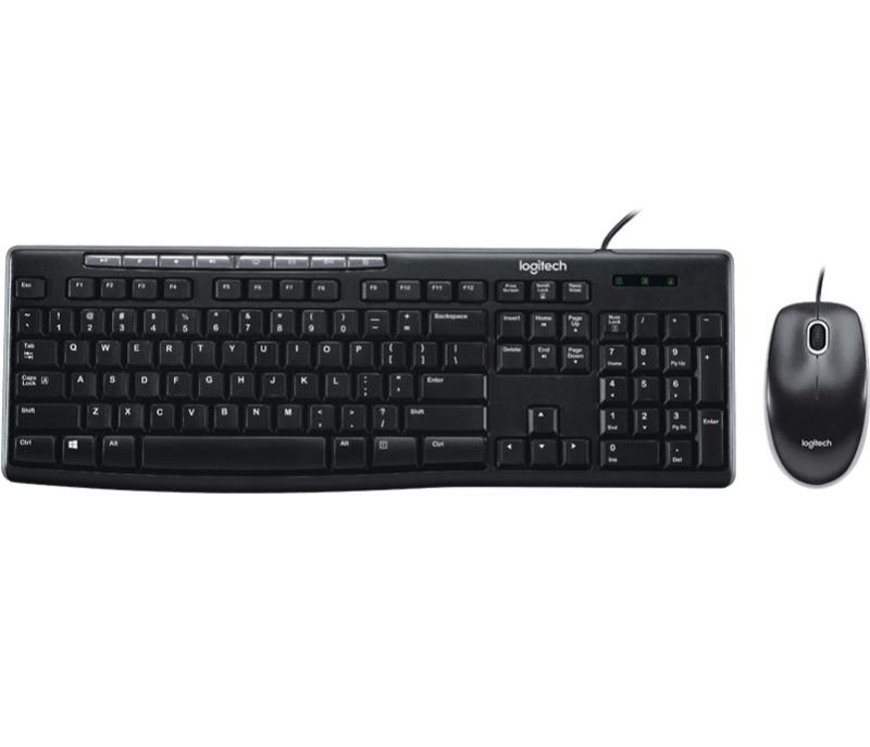 Logitech Wired Keyboard & Mouse Combo, Desktop MK200, Black, USB