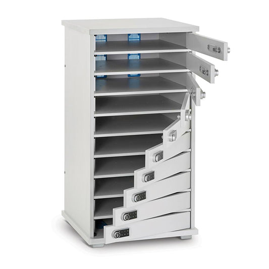 LapCabby Lyte 10 Multi Door | 10-Device Static AC Charging Locker for Laptops, Tablets & Chromebooks up to 15" - Horizontal