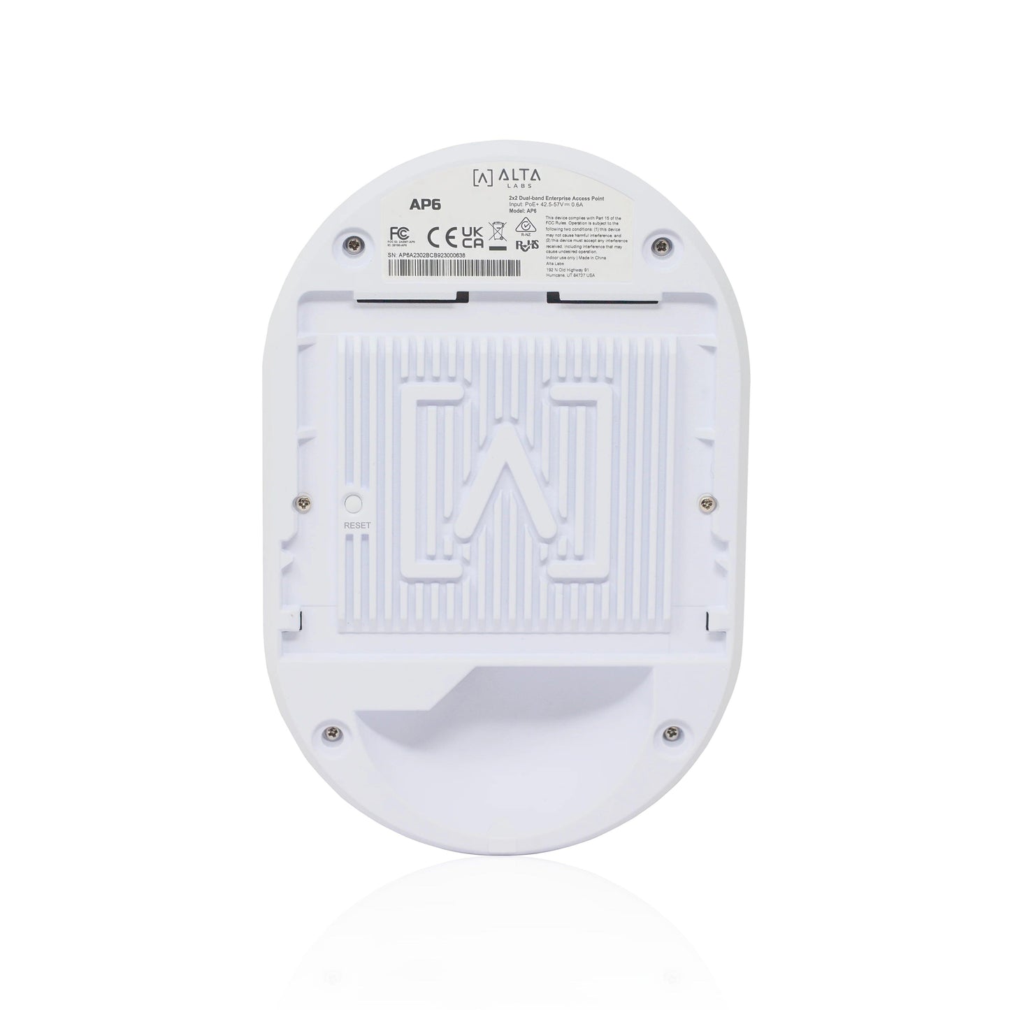 Alta Labs AP6 Wi-Fi 6 Access Point, 574Mbps 2.4Ghz, 2.4Gbps 5Ghz, PoE+ Powered, No Injector Included