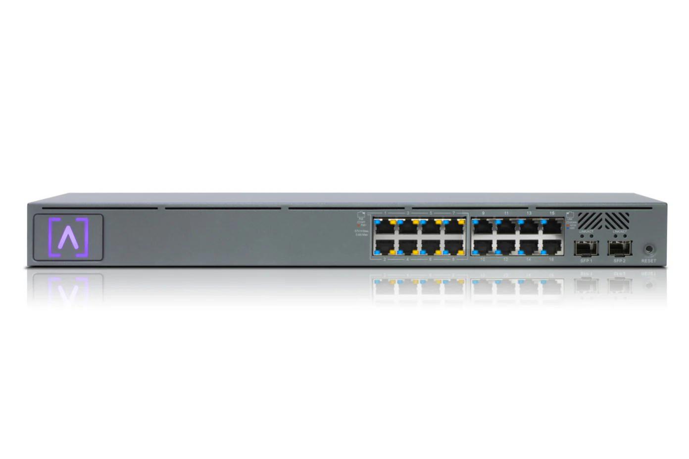 Alta Labs S16-POE 16-Port PoE Switch, Layer 2, 8x 802.3at PoE+ Ports, 8x Non-PoE Ports & 2x SFP Ports, 120w PoE Budget, 1U Rackmountable