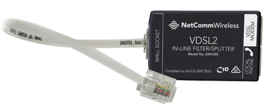 NetComm EM1690B VDSL/ADSL2+ In-Line Splitter/Filter Australian Certified used by NBN