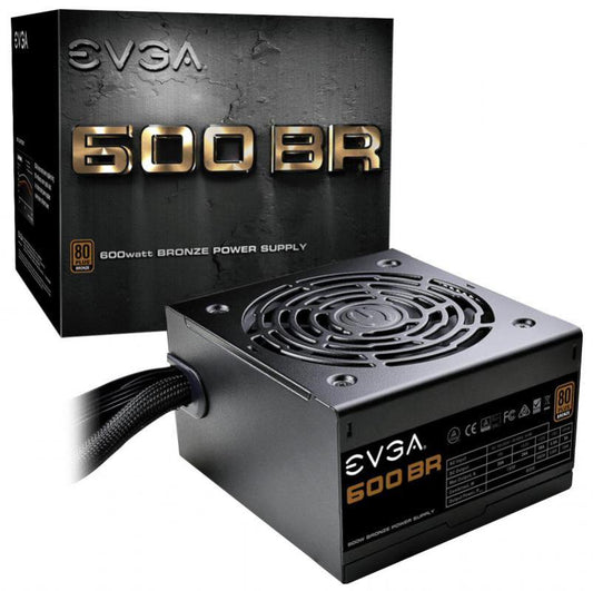 EVGA 600 BR 600W Power Supply, 80 PLUS BRONZE, Non-modular, 1x EPS, 2x PCI-E, 6x SATA, 3x Molex, DC to DC converter