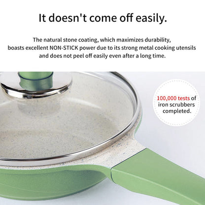 Happy Lambs 16cm Olive Sauce Pot Frying Pan w/ a Lid Set Non-Stick Stone Induction IH Frypan | Auzzi Store