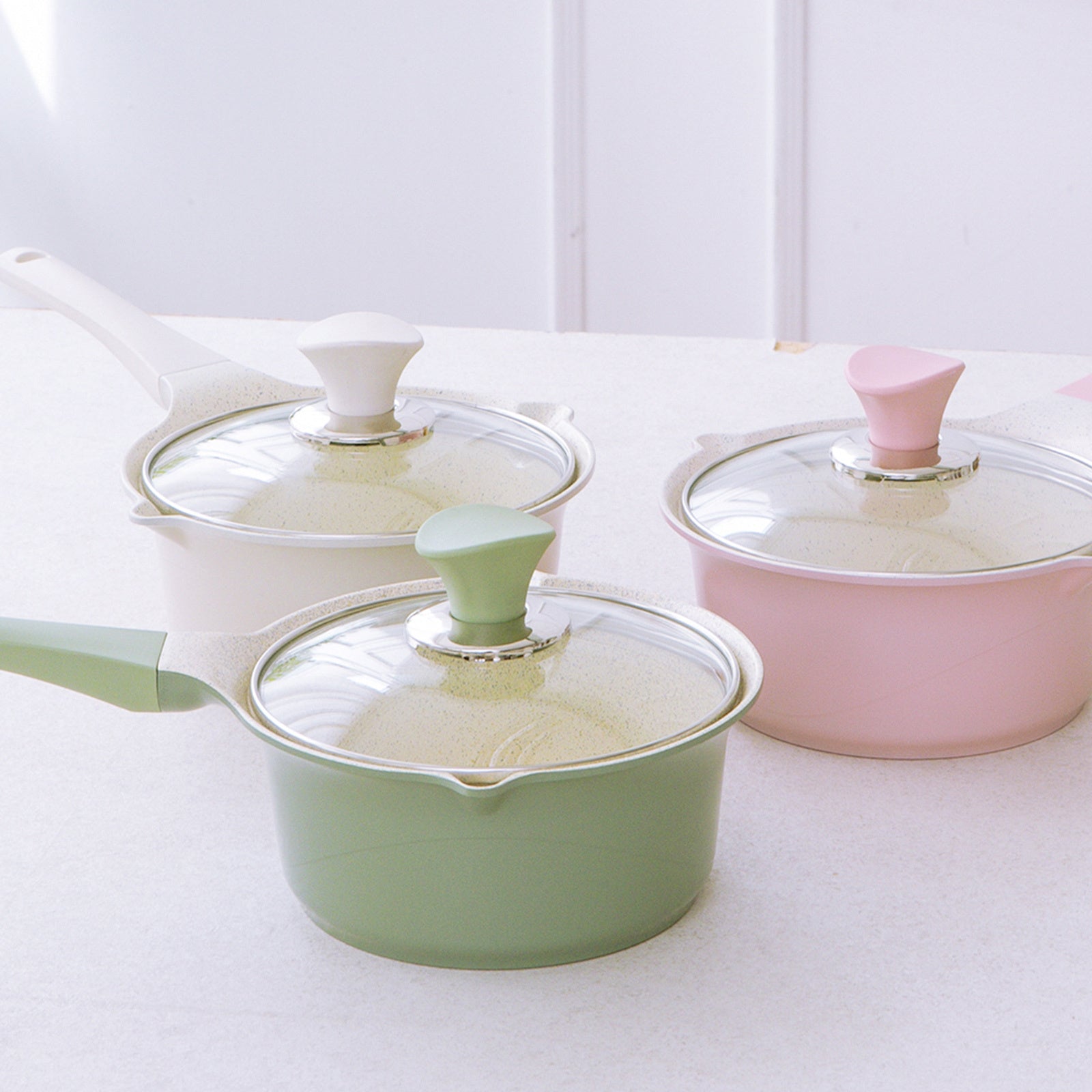 Happy Lambs 16cm Olive Sauce Pot Frying Pan w/ a Lid Set Non-Stick Stone Induction IH Frypan | Auzzi Store