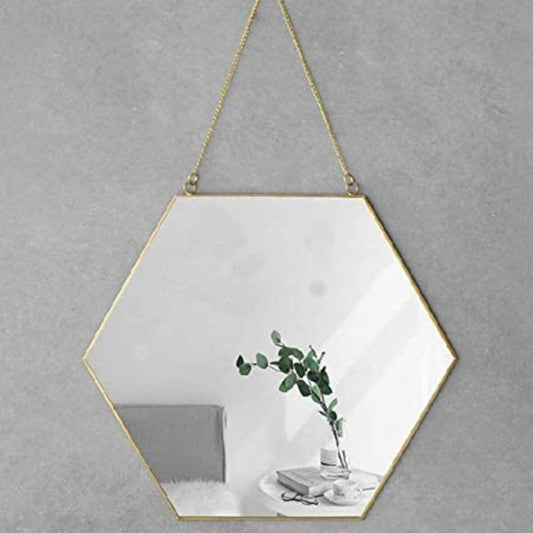 Hexagon Hanging Wall Mirror Decor (Gold Color) | Auzzi Store