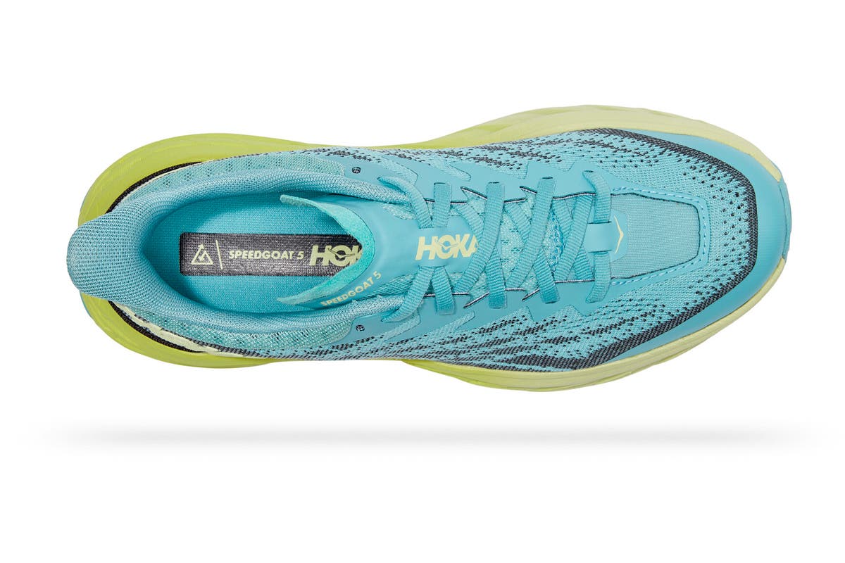 Hoka One One Women's Speedgoat 5 Trail Shoes (Coastal Shade/Green Glow) | Auzzi Store