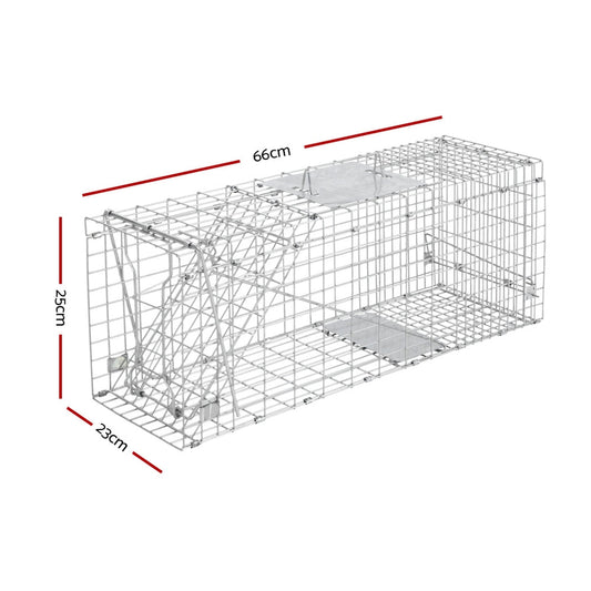 Humane Animal Trap Cage 66 x 23 x 25cm - Silver | Auzzi Store