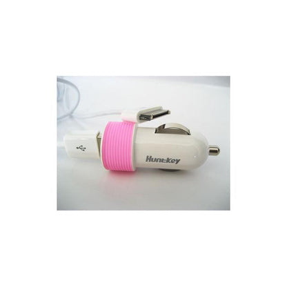 Huntkey Compact Car Charger for iPad & Smart Phone 5V 2.1A with MFI Cable - Pink (HKB01005021-0B) | Auzzi Store