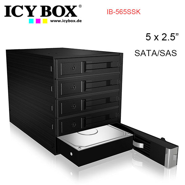 ICY BOX Backplane for 5x 3.5" SATA or SAS HDD in 3x 5.25" bay (IB-565SSK) | Auzzi Store