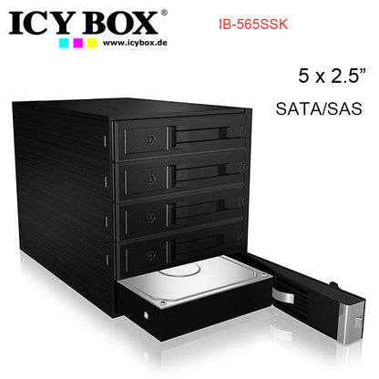 ICY BOX Backplane for 5x 3.5" SATA or SAS HDD in 3x 5.25" bay (IB-565SSK) | Auzzi Store