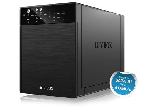 ICY BOX External 4 bay RAID System for 3.5" SATA I / II / III hard disks with USB 3.0 and eSATA (IB-RD3640SU3) | Auzzi Store
