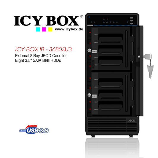 ICY BOX (IB - 3680SU3) External 8 Bay JBOD Case for 8 x 3.5 Inch SATA l/ll/lll HDDs | Auzzi Store